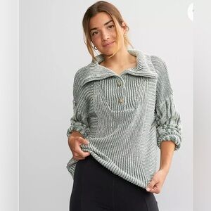 BKE Ribbed Knit Henley Sweater - LAUREL WREATH - SZ S - ✔️ Measurements